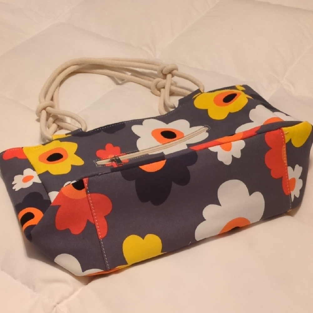 Floral Canvas Tote Bag - Multicolor